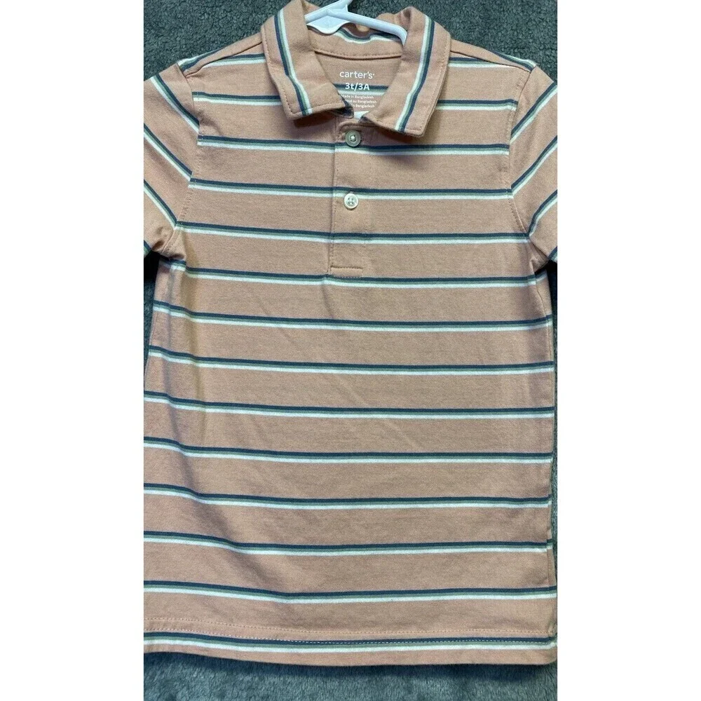 Carters Toddler Boys Striped Short Sleeve Polo Multicolored Sz 3T